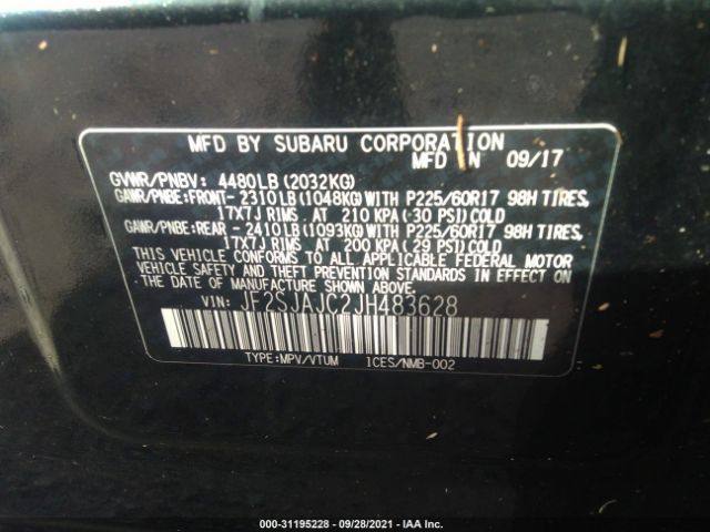 Photo 8 VIN: JF2SJAJC2JH483628 - SUBARU FORESTER 