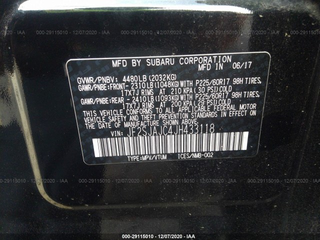 Photo 8 VIN: JF2SJAJC4JH433118 - SUBARU FORESTER 