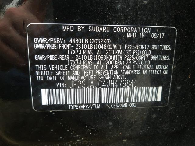 Photo 9 VIN: JF2SJAJC4JH479841 - SUBARU FORESTER 