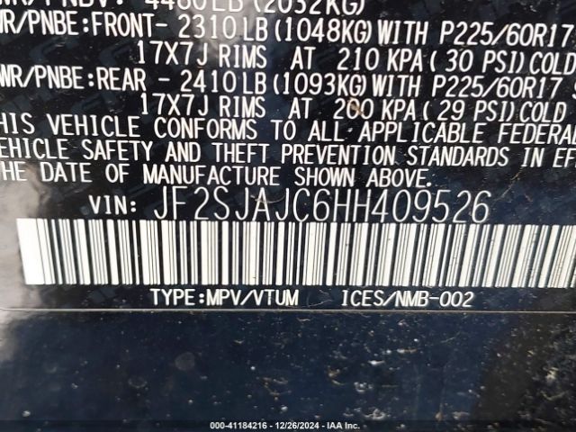 Photo 8 VIN: JF2SJAJC6HH409526 - SUBARU FORESTER 