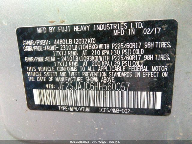 Photo 8 VIN: JF2SJAJC6HH560057 - SUBARU FORESTER 