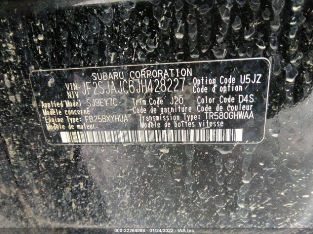 Photo 8 VIN: JF2SJAJC6JH428227 - SUBARU FORESTER 