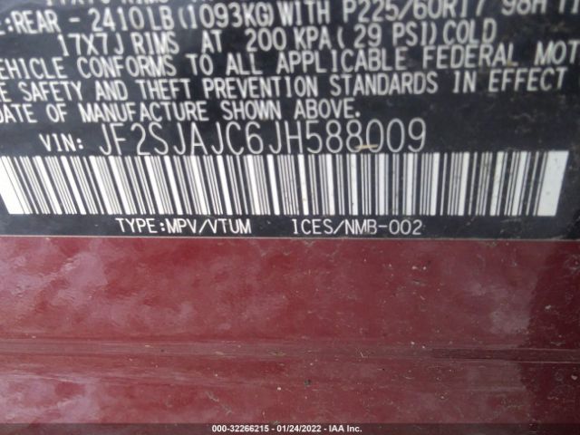 Photo 8 VIN: JF2SJAJC6JH588009 - SUBARU FORESTER 