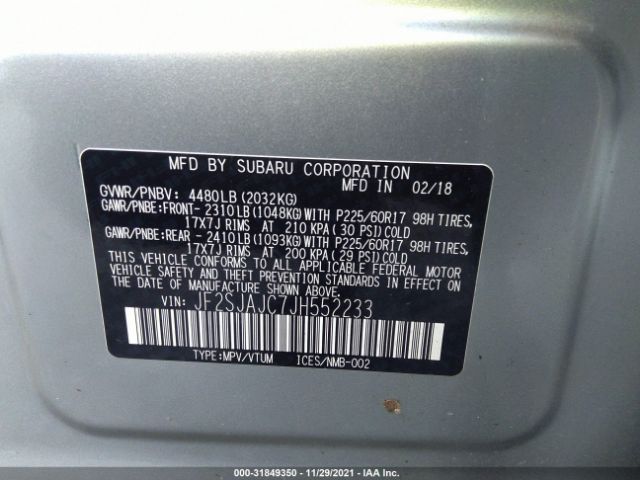 Photo 8 VIN: JF2SJAJC7JH552233 - SUBARU FORESTER 