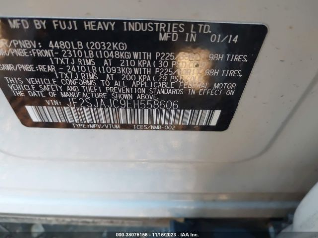 Photo 8 VIN: JF2SJAJC9EH558606 - SUBARU FORESTER 