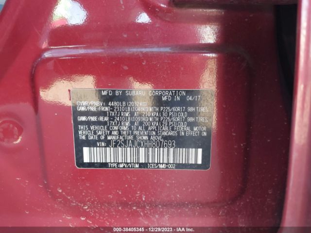 Photo 8 VIN: JF2SJAJCXHH807693 - SUBARU FORESTER 