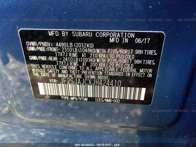 Photo 8 VIN: JF2SJAJCXJH424410 - SUBARU FORESTER 