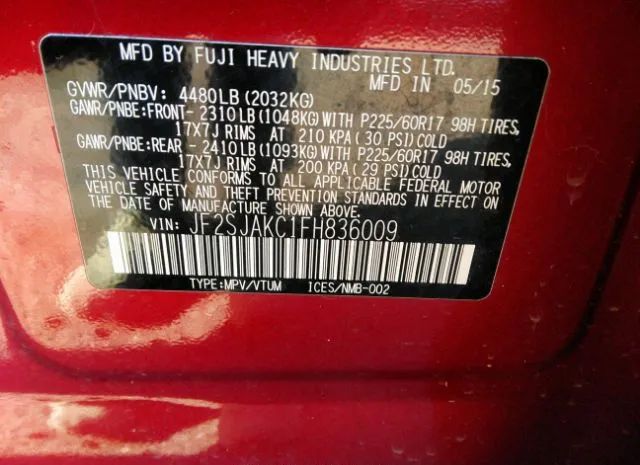 Photo 8 VIN: JF2SJAKC1FH836009 - SUBARU FORESTER 