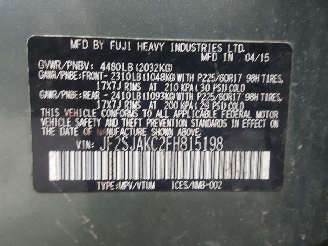 Photo 9 VIN: JF2SJAKC2FH815198 - SUBARU FORESTER 2 