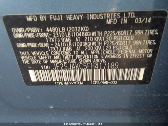 Photo 8 VIN: JF2SJAKC5FH417189 - SUBARU FORESTER 