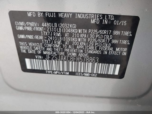 Photo 8 VIN: JF2SJAKC8FH578863 - SUBARU FORESTER 