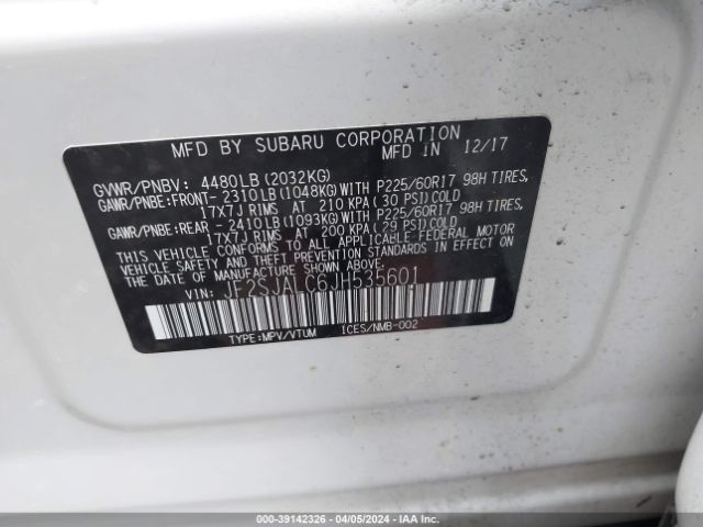 Photo 8 VIN: JF2SJALC6JH535601 - SUBARU FORESTER 