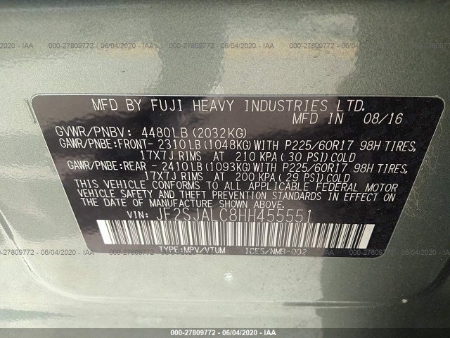 Photo 8 VIN: JF2SJALC8HH455551 - SUBARU FORESTER 