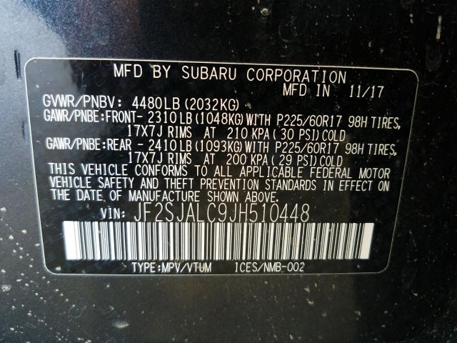 Photo 9 VIN: JF2SJALC9JH510448 - SUBARU FORESTER 