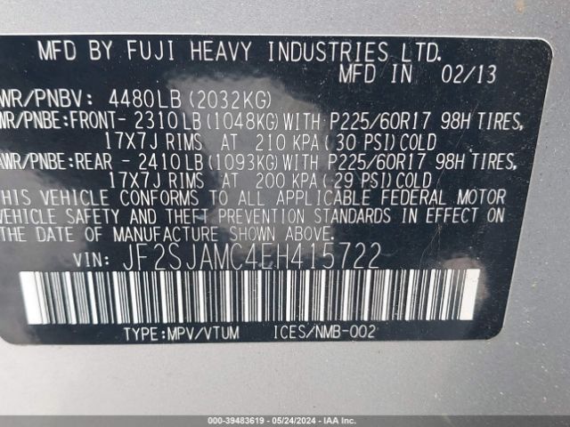 Photo 8 VIN: JF2SJAMC4EH415722 - SUBARU FORESTER 