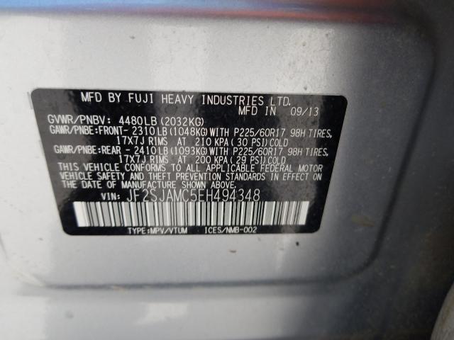 Photo 9 VIN: JF2SJAMC5EH494348 - SUBARU FORESTER 2 