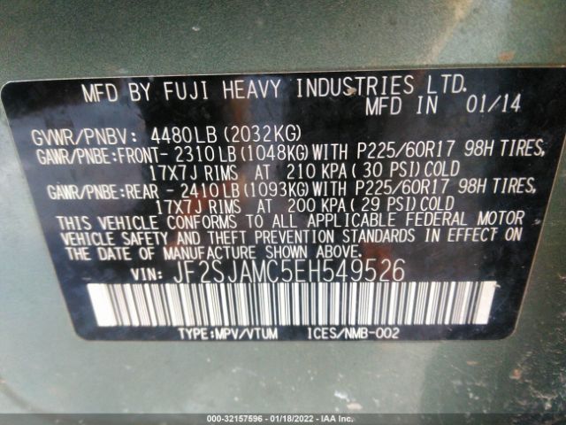 Photo 8 VIN: JF2SJAMC5EH549526 - SUBARU FORESTER 