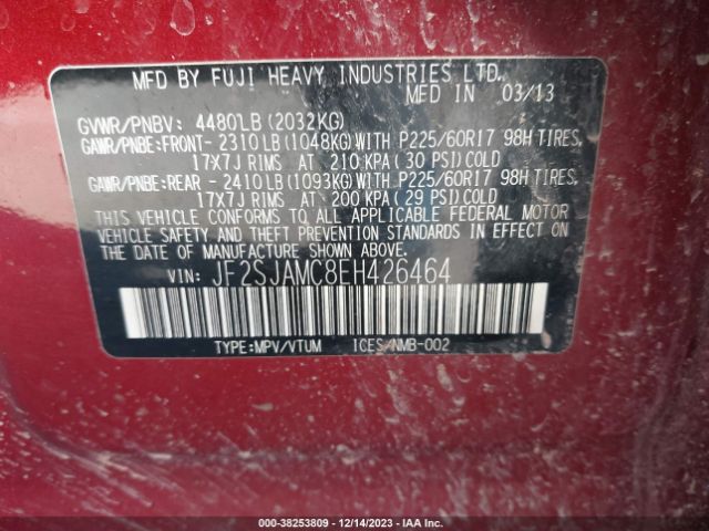 Photo 8 VIN: JF2SJAMC8EH426464 - SUBARU FORESTER 