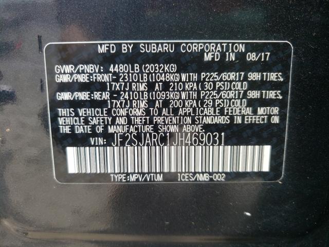 Photo 9 VIN: JF2SJARC1JH469031 - SUBARU FORESTER 