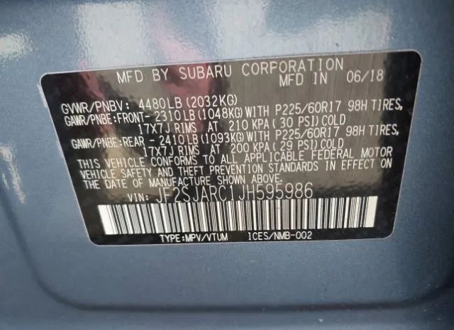 Photo 8 VIN: JF2SJARC1JH595986 - SUBARU FORESTER 