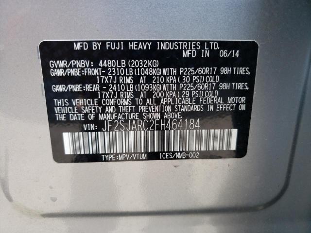 Photo 12 VIN: JF2SJARC2FH464184 - SUBARU FORESTER 2 