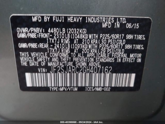 Photo 8 VIN: JF2SJARC2GH407162 - SUBARU FORESTER 