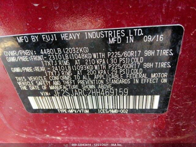 Photo 8 VIN: JF2SJARC2HH469159 - SUBARU FORESTER 