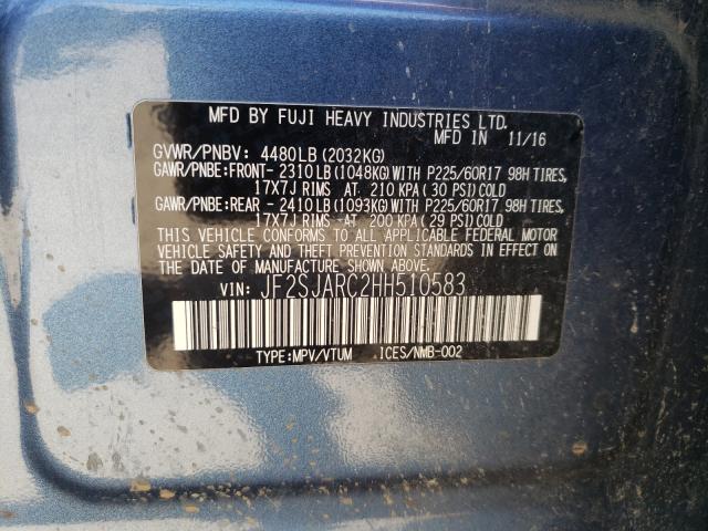 Photo 9 VIN: JF2SJARC2HH510583 - SUBARU FORESTER 2 