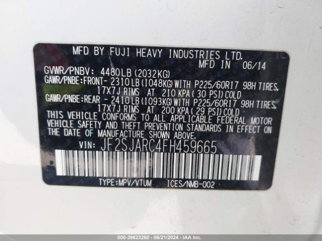 Photo 8 VIN: JF2SJARC4FH459665 - SUBARU FORESTER 