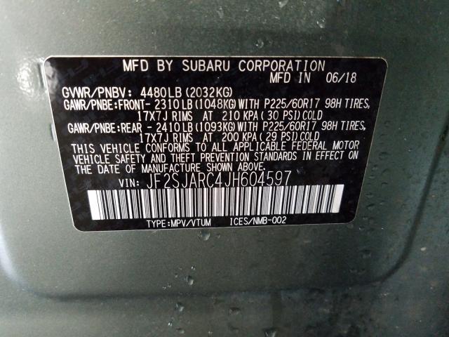 Photo 9 VIN: JF2SJARC4JH604597 - SUBARU FORESTER 2 