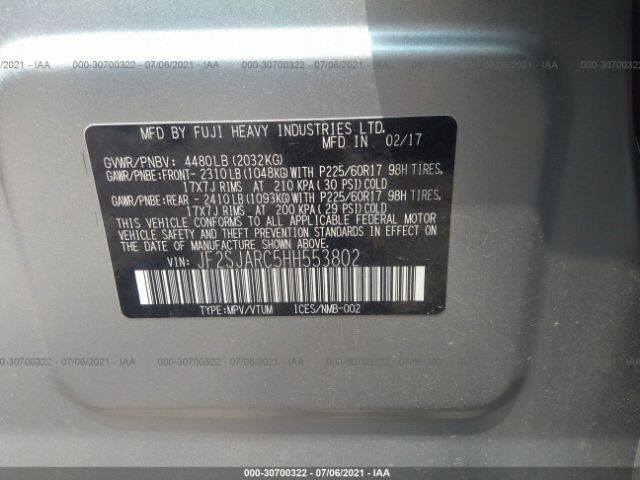 Photo 8 VIN: JF2SJARC5HH553802 - SUBARU FORESTER 