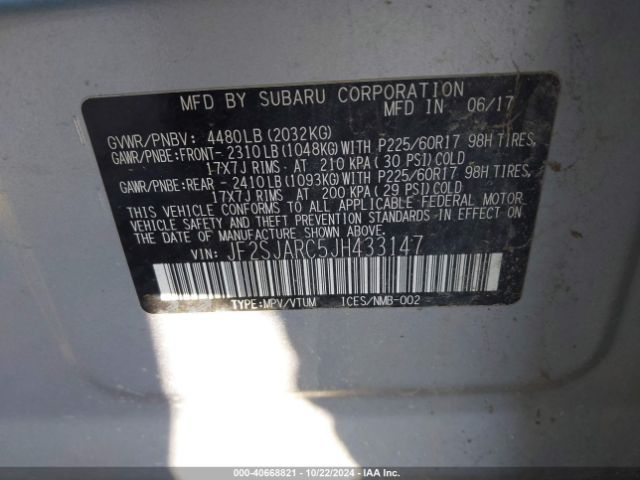 Photo 8 VIN: JF2SJARC5JH433147 - SUBARU FORESTER 