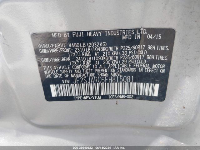 Photo 8 VIN: JF2SJARC6FH815081 - SUBARU FORESTER 