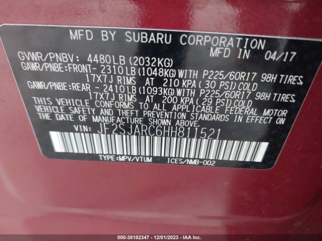 Photo 8 VIN: JF2SJARC6HH811521 - SUBARU FORESTER 