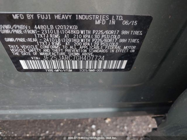 Photo 8 VIN: JF2SJARC7GH407724 - SUBARU FORESTER 