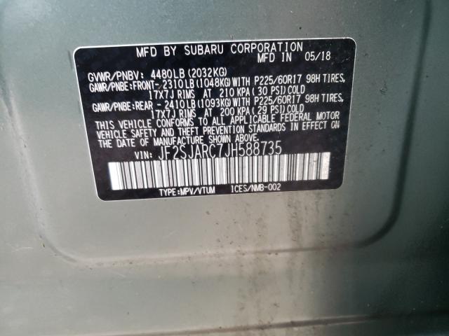 Photo 9 VIN: JF2SJARC7JH588735 - SUBARU FORESTER 