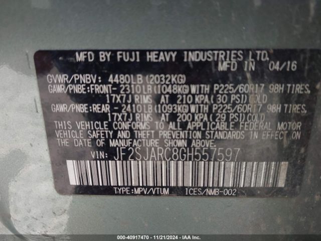 Photo 8 VIN: JF2SJARC8GH557597 - SUBARU FORESTER 