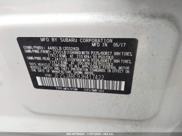 Photo 8 VIN: JF2SJARC9JH417422 - SUBARU FORESTER 