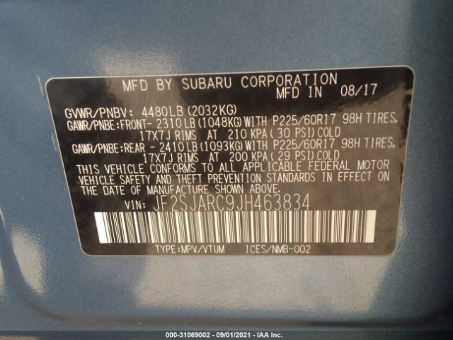 Photo 8 VIN: JF2SJARC9JH463834 - SUBARU FORESTER 