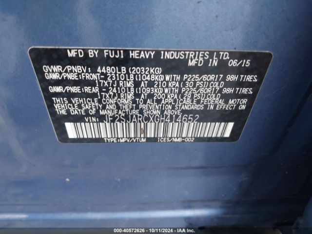 Photo 8 VIN: JF2SJARCXGH414652 - SUBARU FORESTER 