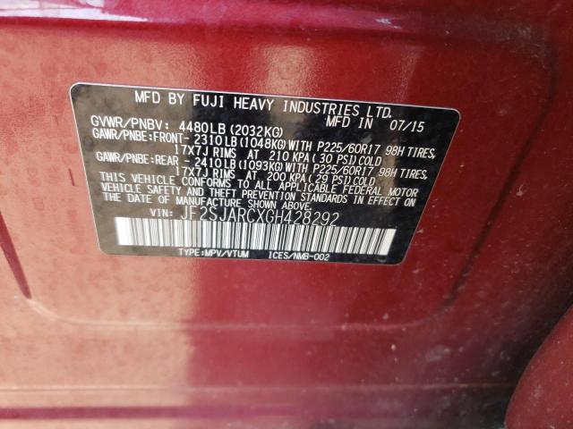 Photo 12 VIN: JF2SJARCXGH428292 - SUBARU FORESTER 