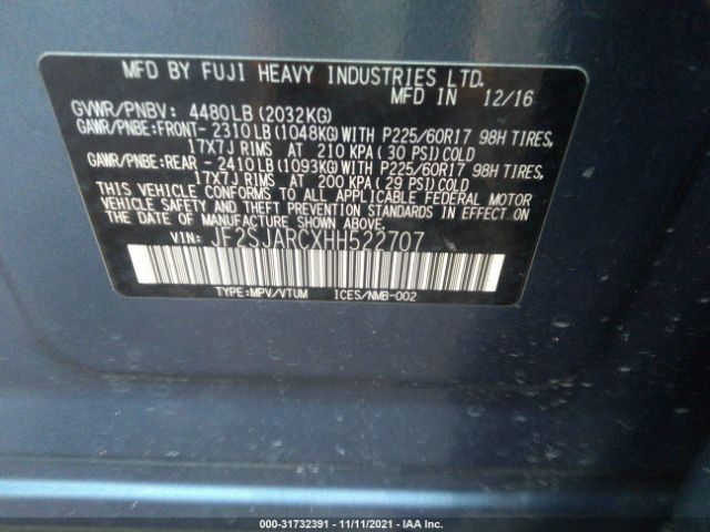 Photo 8 VIN: JF2SJARCXHH522707 - SUBARU FORESTER 