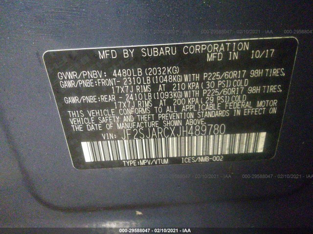 Photo 8 VIN: JF2SJARCXJH489780 - SUBARU FORESTER 