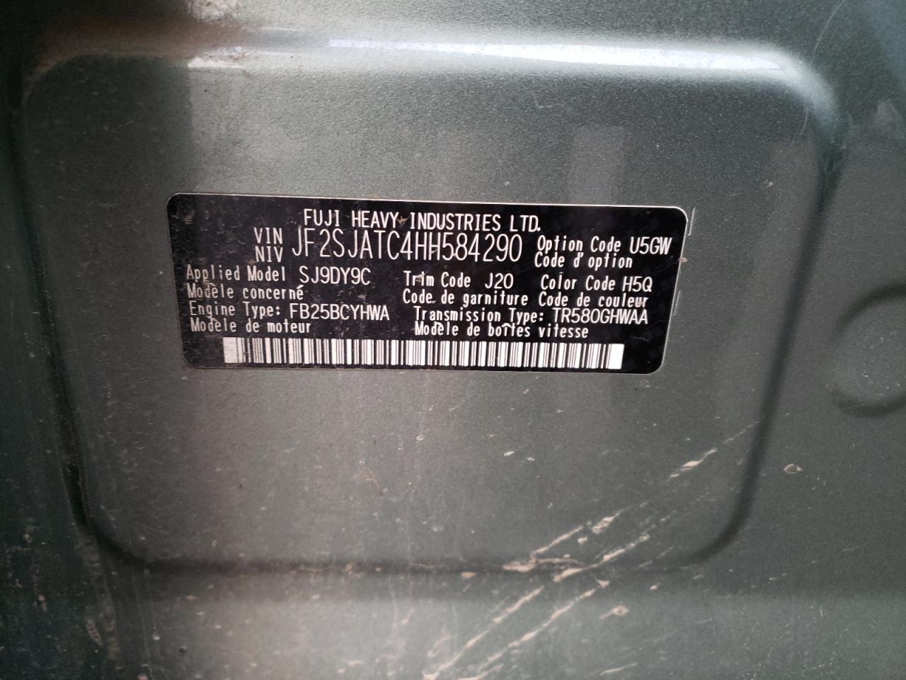 Photo 11 VIN: JF2SJATC4HH584290 - SUBARU FORESTER 