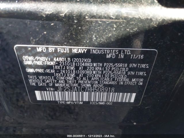 Photo 8 VIN: JF2SJATC7HH508918 - SUBARU FORESTER 