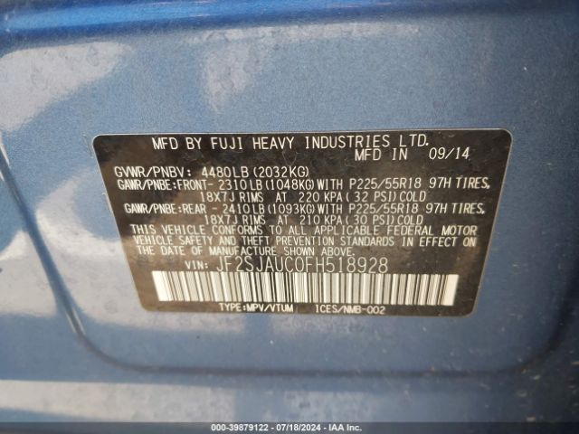 Photo 8 VIN: JF2SJAUC0FH518928 - SUBARU FORESTER 