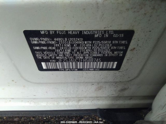 Photo 8 VIN: JF2SJAUC1FH588745 - SUBARU FORESTER 