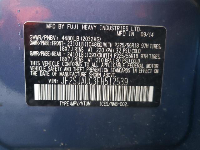 Photo 9 VIN: JF2SJAUC3FH512539 - SUBARU FORESTER 2 