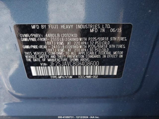 Photo 8 VIN: JF2SJAVC8GH408600 - SUBARU FORESTER 