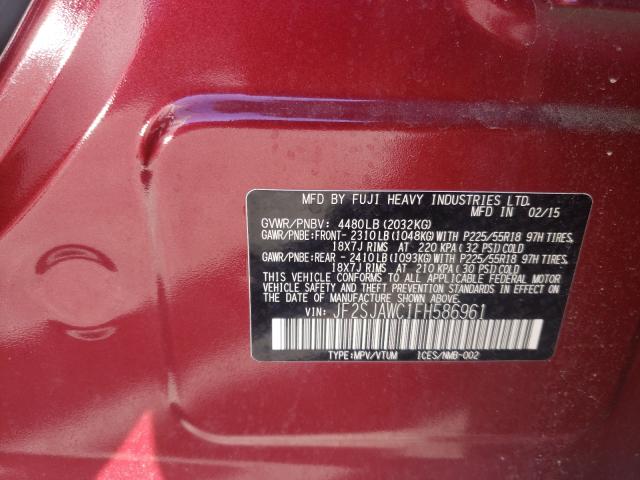 Photo 9 VIN: JF2SJAWC1FH586961 - SUBARU FORESTER 2 